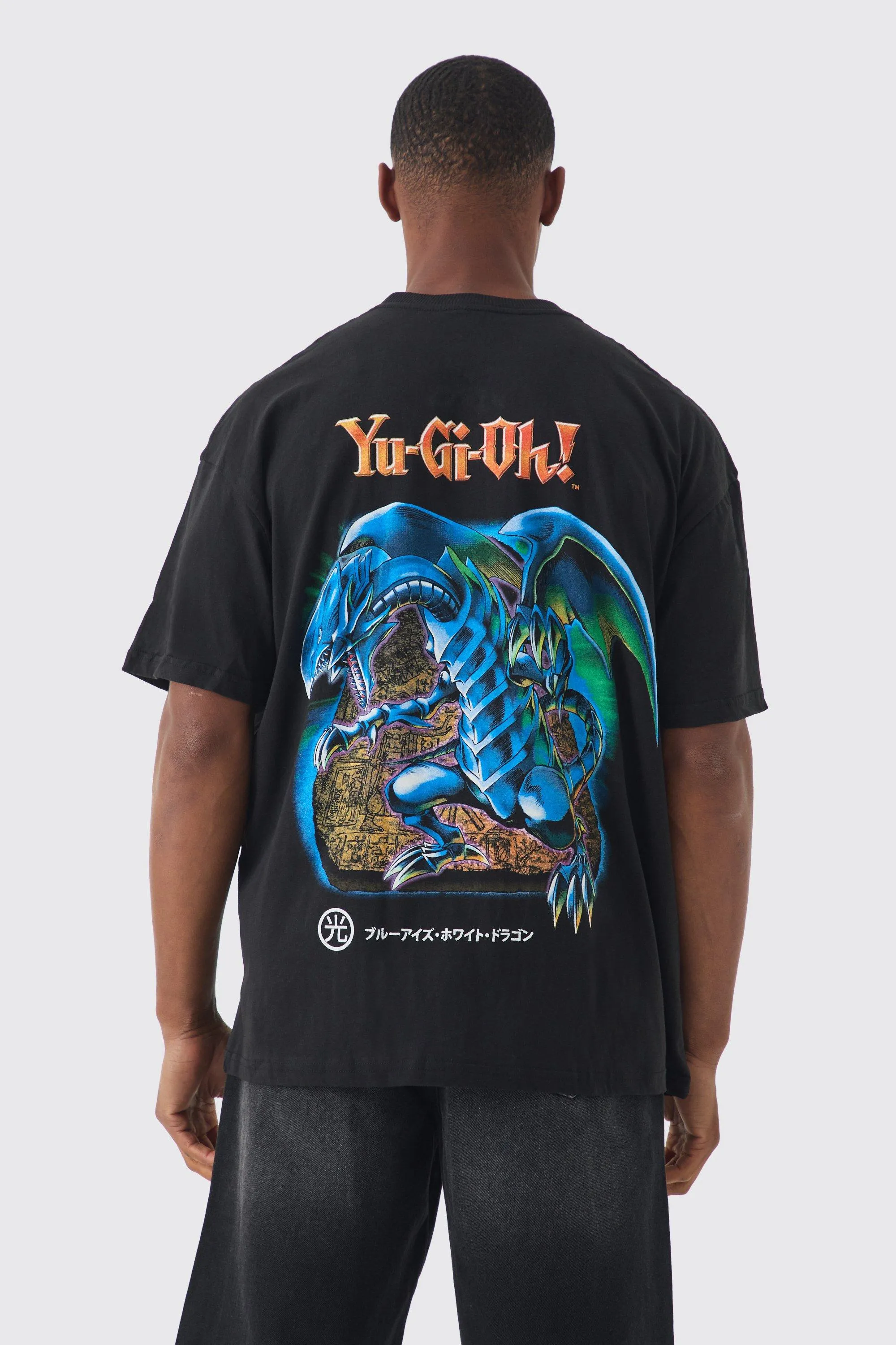 Oversized YuGiOh Blue Eyes License T-shirt | boohooMAN UK
