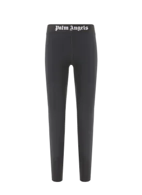 Black Nylon Logo Leggings by Palm angels