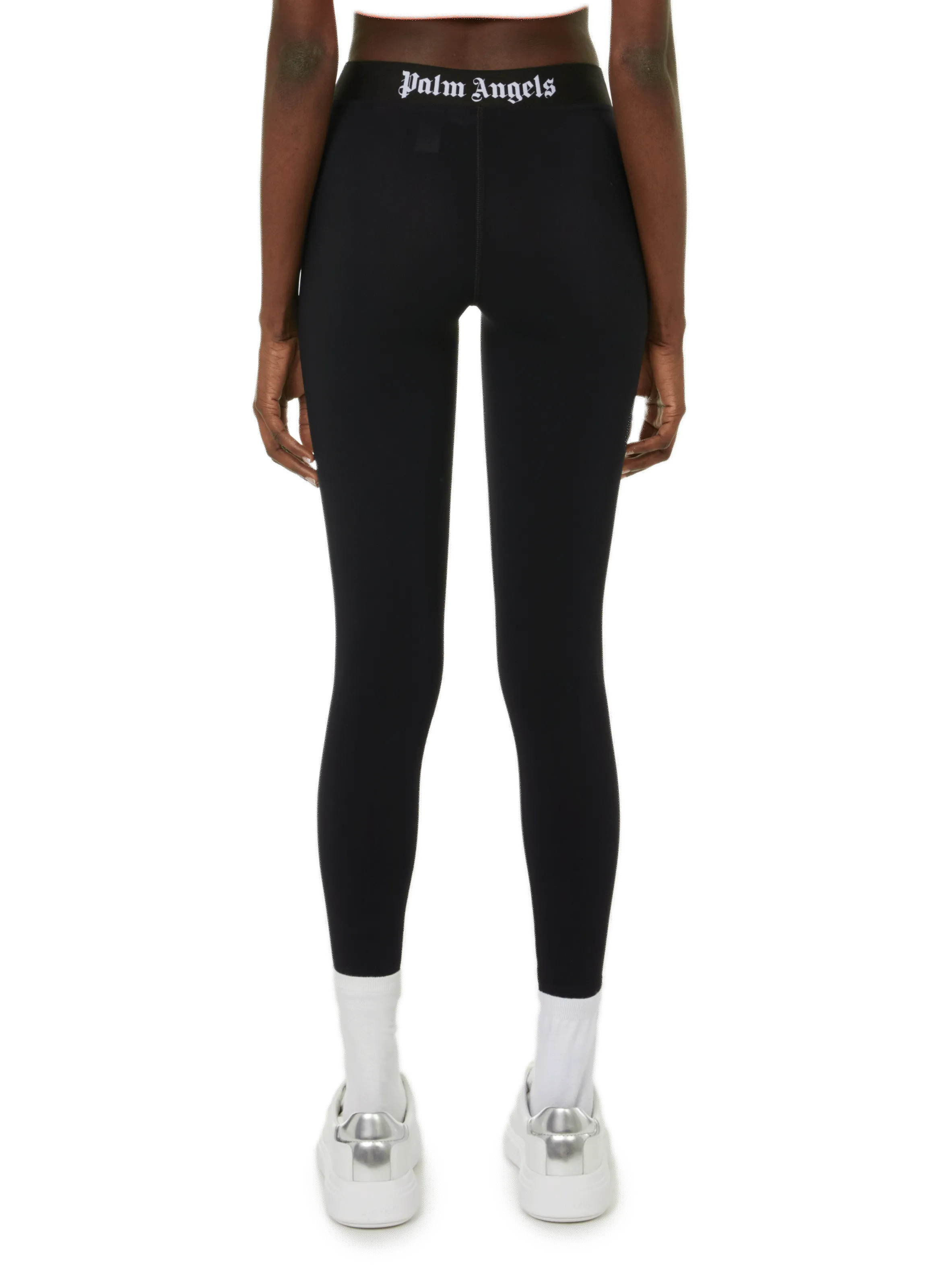 Black Nylon Logo Leggings by Palm angels