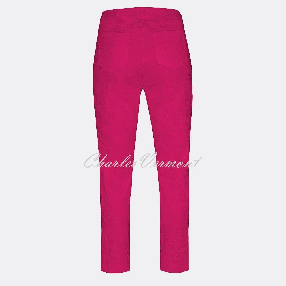 Pink Leaf Jacquard Cropped Trouser - Robell Bella 09, Style 51560-54401-43