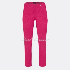 Pink Leaf Jacquard Cropped Trouser - Robell Bella 09, Style 51560-54401-43