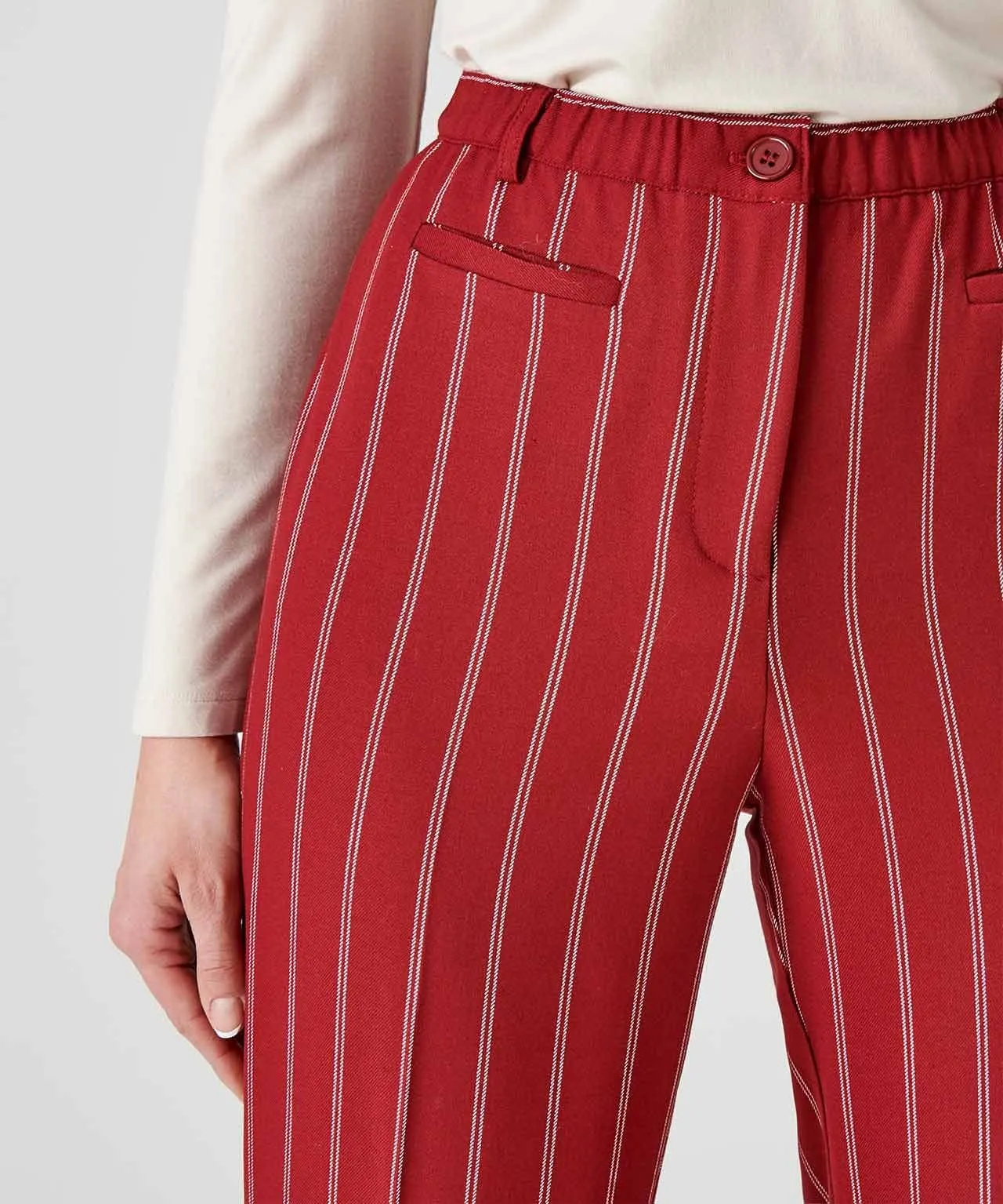 Tummy-Slimming Pinstripe Trousers