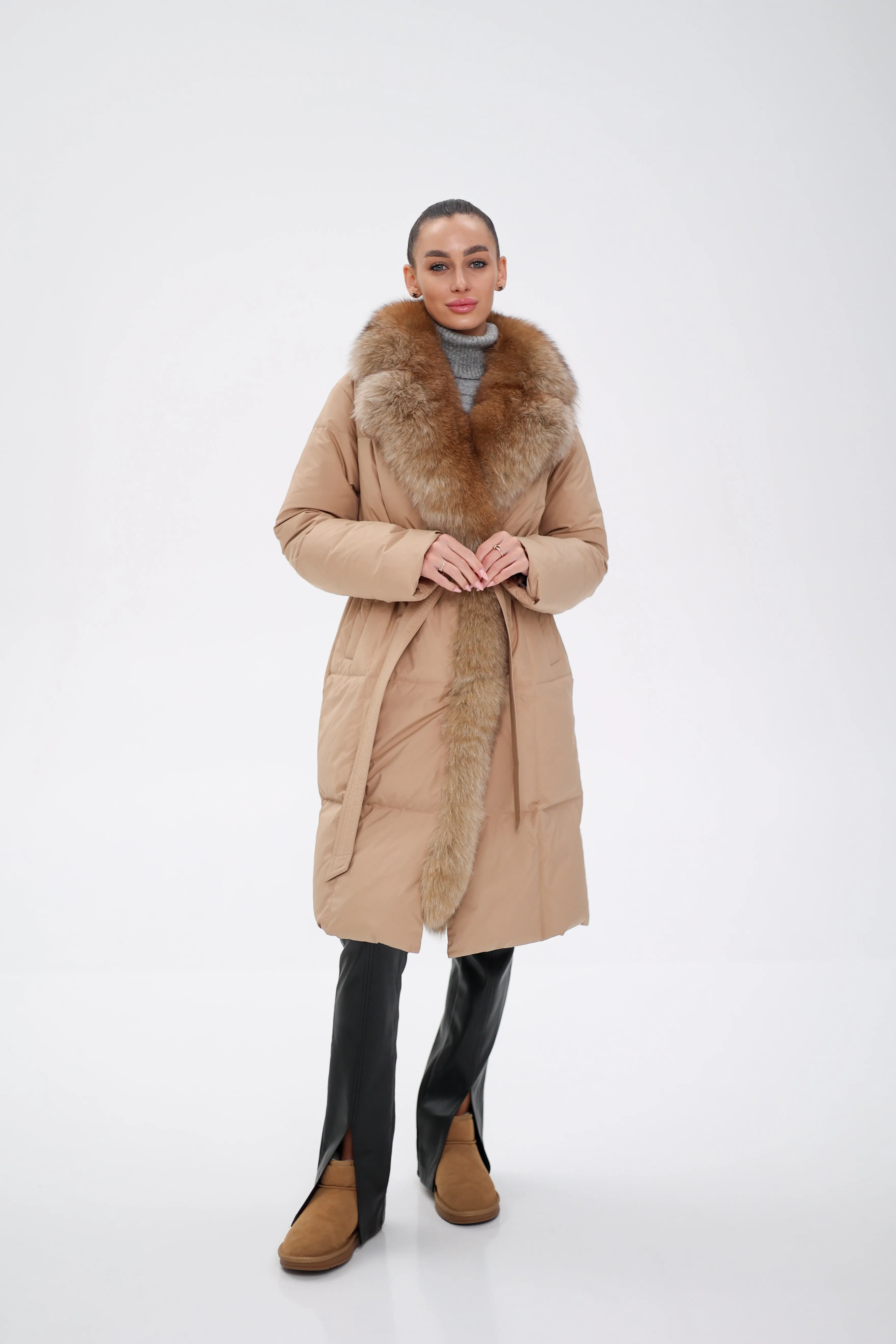 Premium Down Genuine Polar Fox Parka Coat