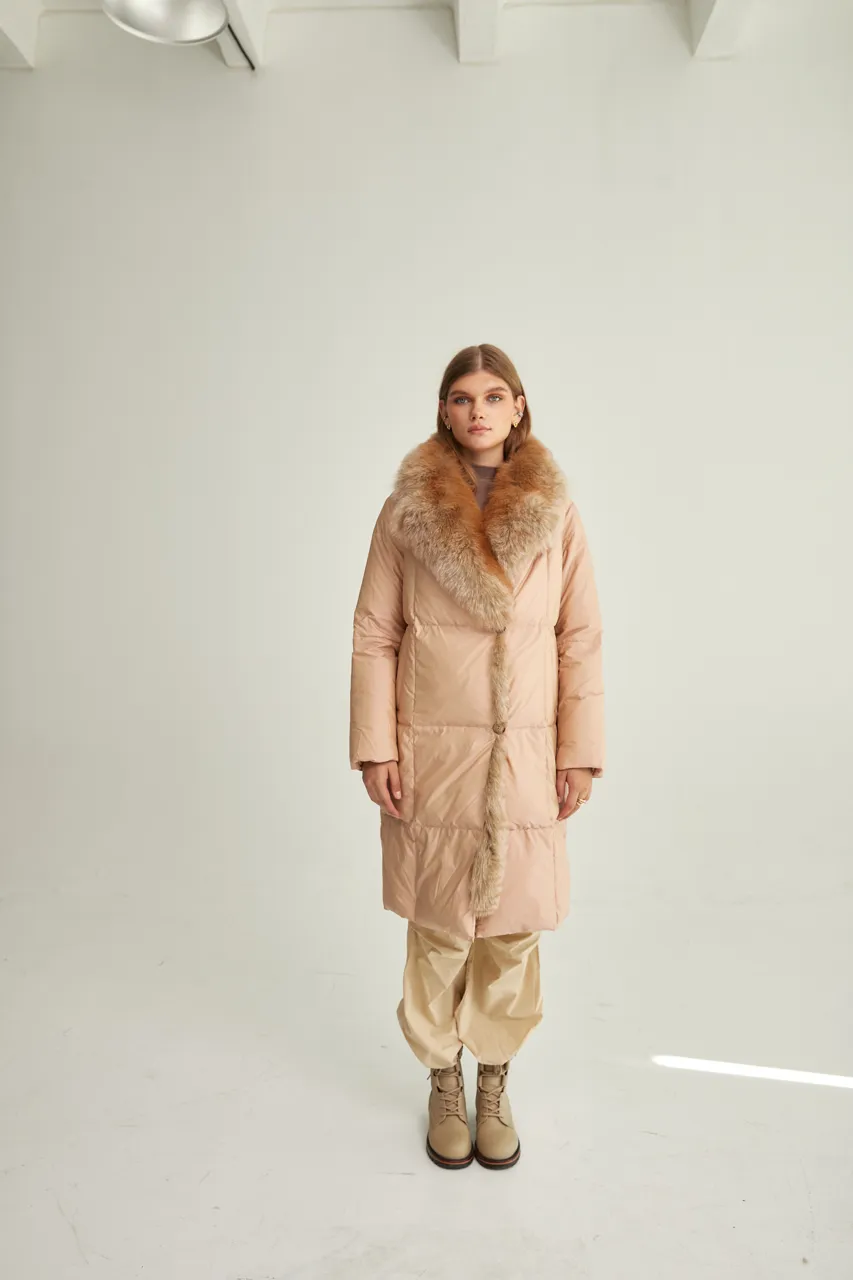 Premium Down Genuine Polar Fox Parka Coat