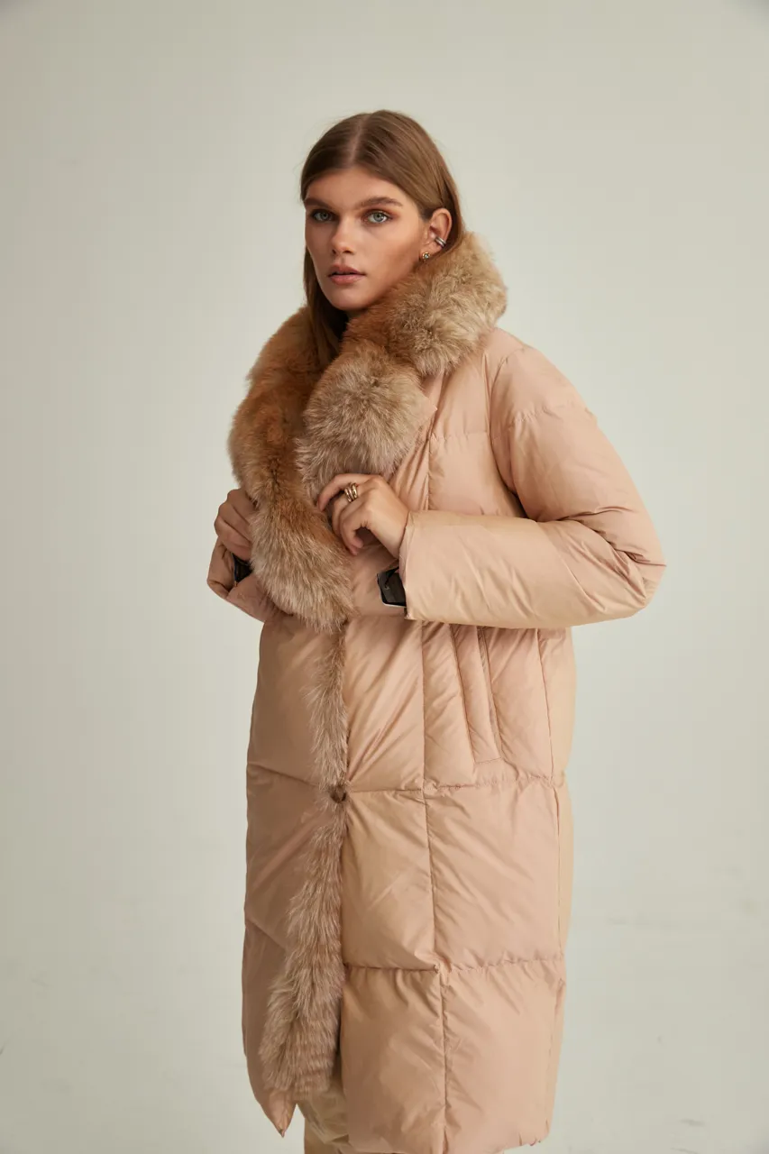 Premium Down Genuine Polar Fox Parka Coat