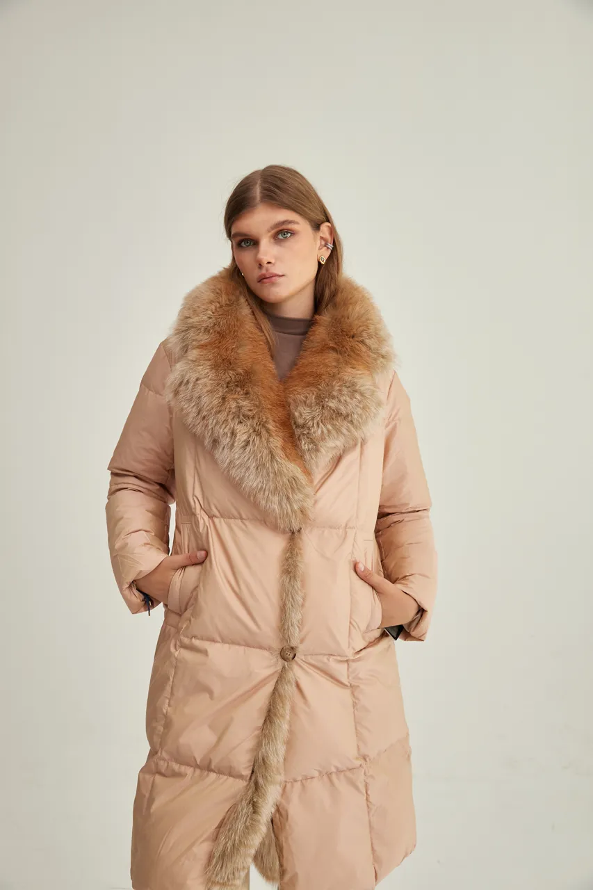 Premium Down Genuine Polar Fox Parka Coat