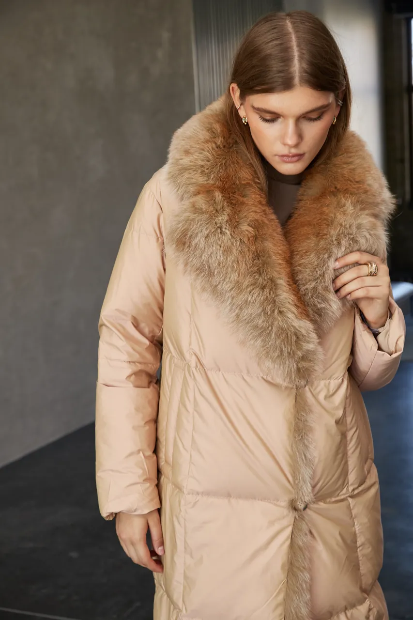 Premium Down Genuine Polar Fox Parka Coat