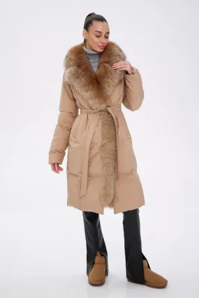 Premium Down Genuine Polar Fox Parka Coat