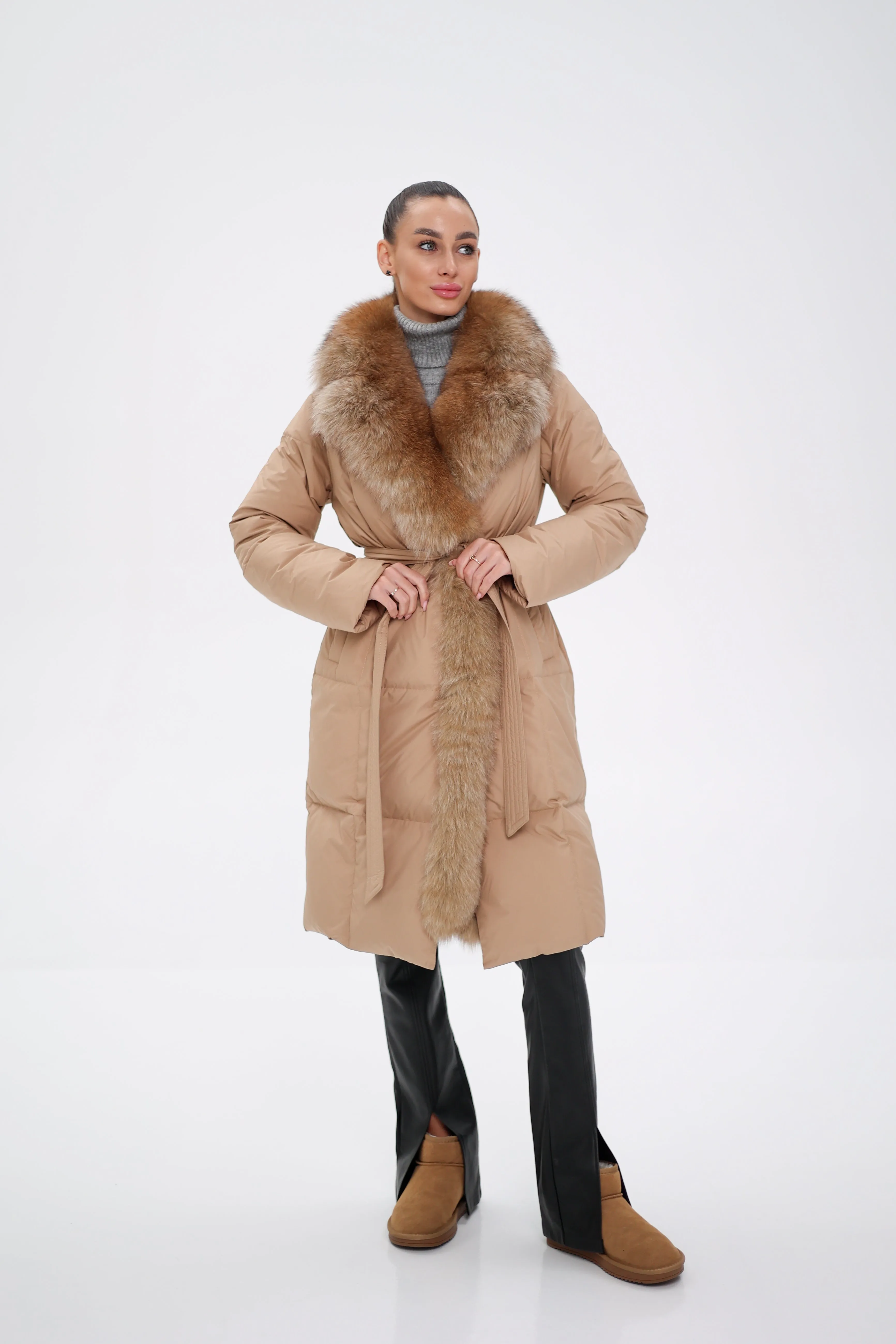 Premium Down Genuine Polar Fox Parka Coat