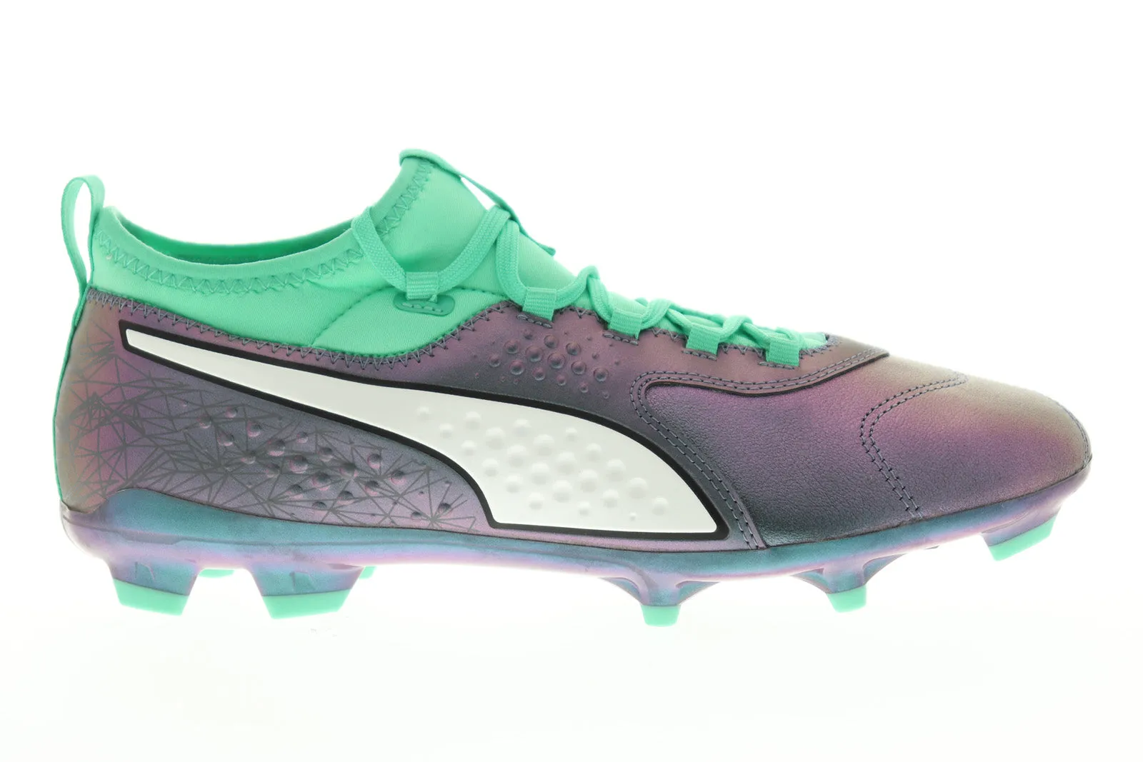 Puma One 3 IL FG 10492801 purple leather athletic soccer cleats shoes for men