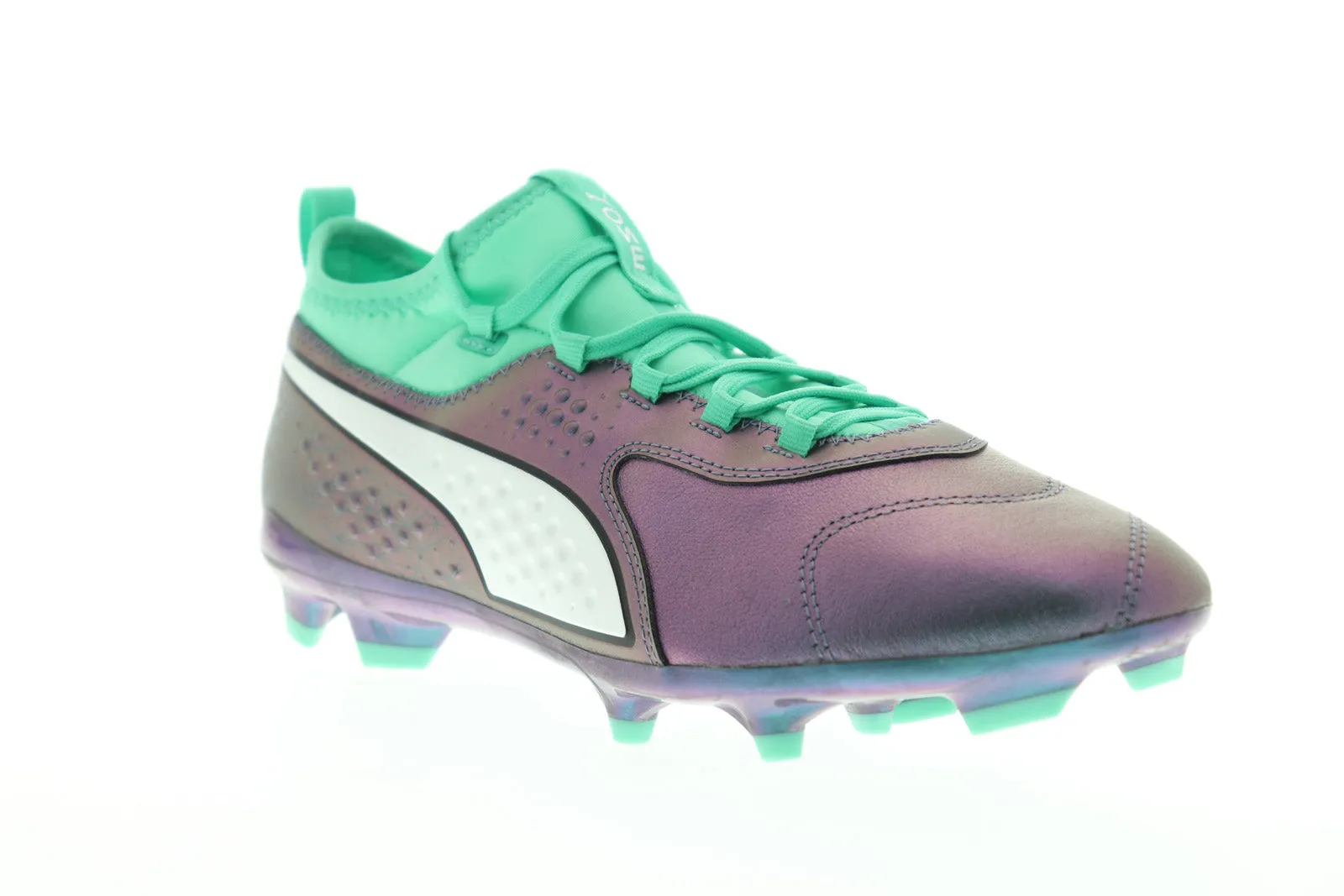 Puma One 3 IL FG 10492801 purple leather athletic soccer cleats shoes for men