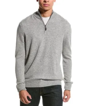 Qi Cashmere Quarter Zip Cashmere Mock Sweater