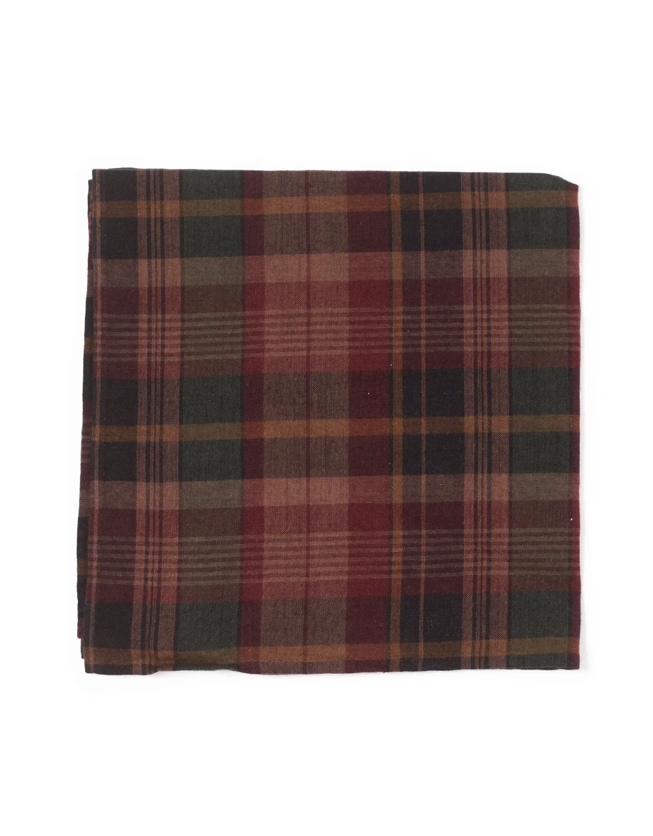 Red Brown Green Madras Pocket Square