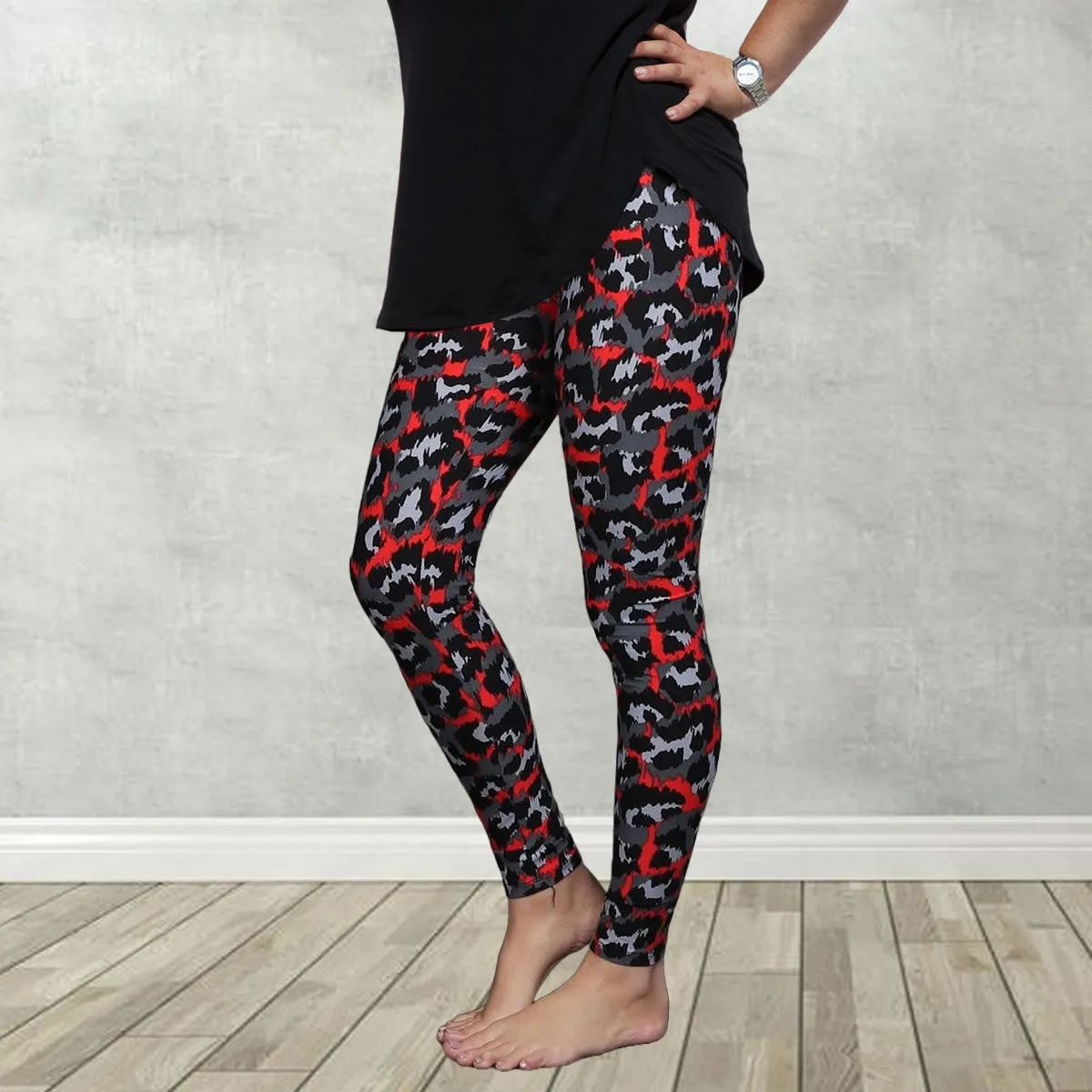 Red Leopard Pattern Leggings