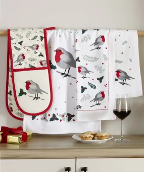 Robin Design Oven Glove & Tea Towel