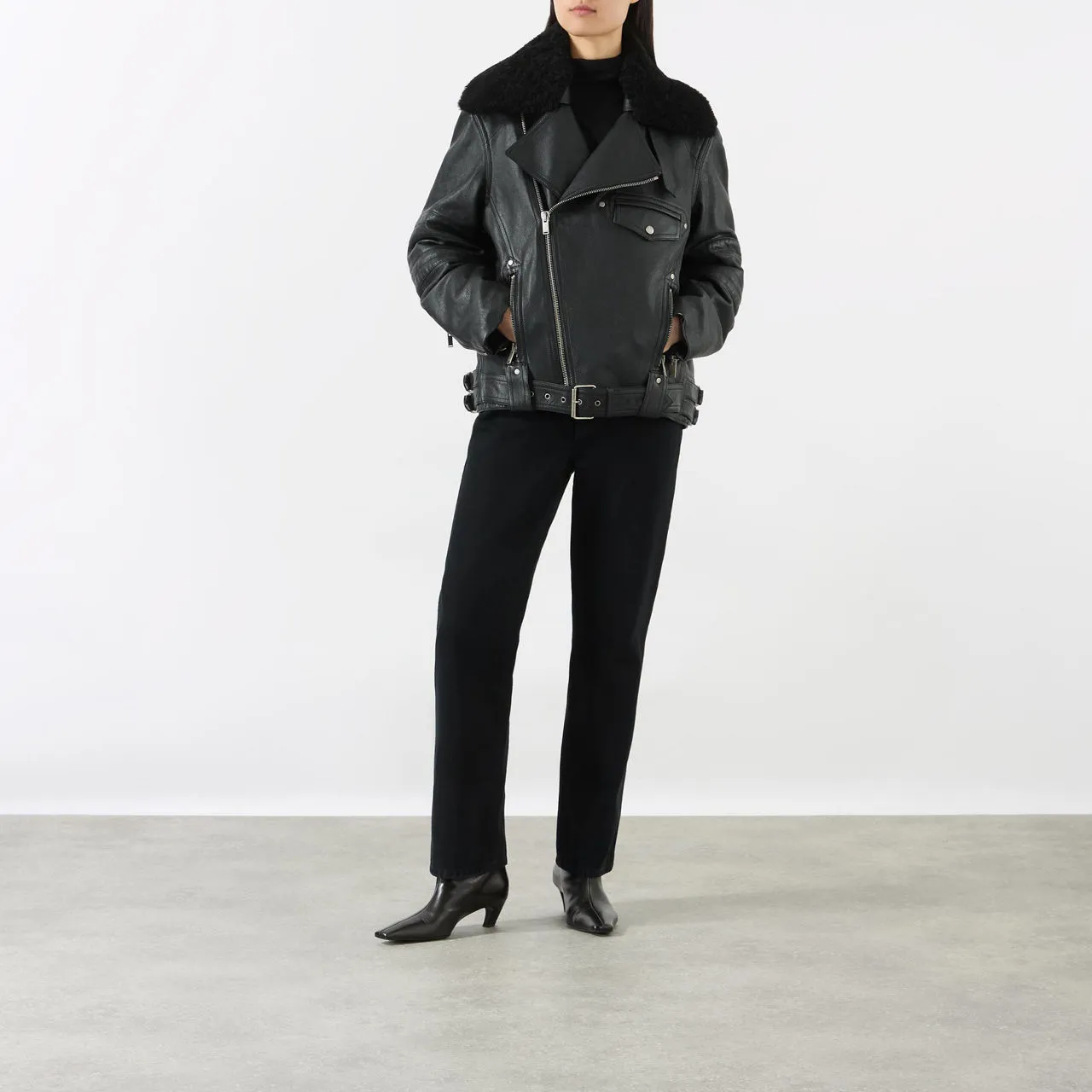 SAINT LAURENT Noir Biker Leather Jacket