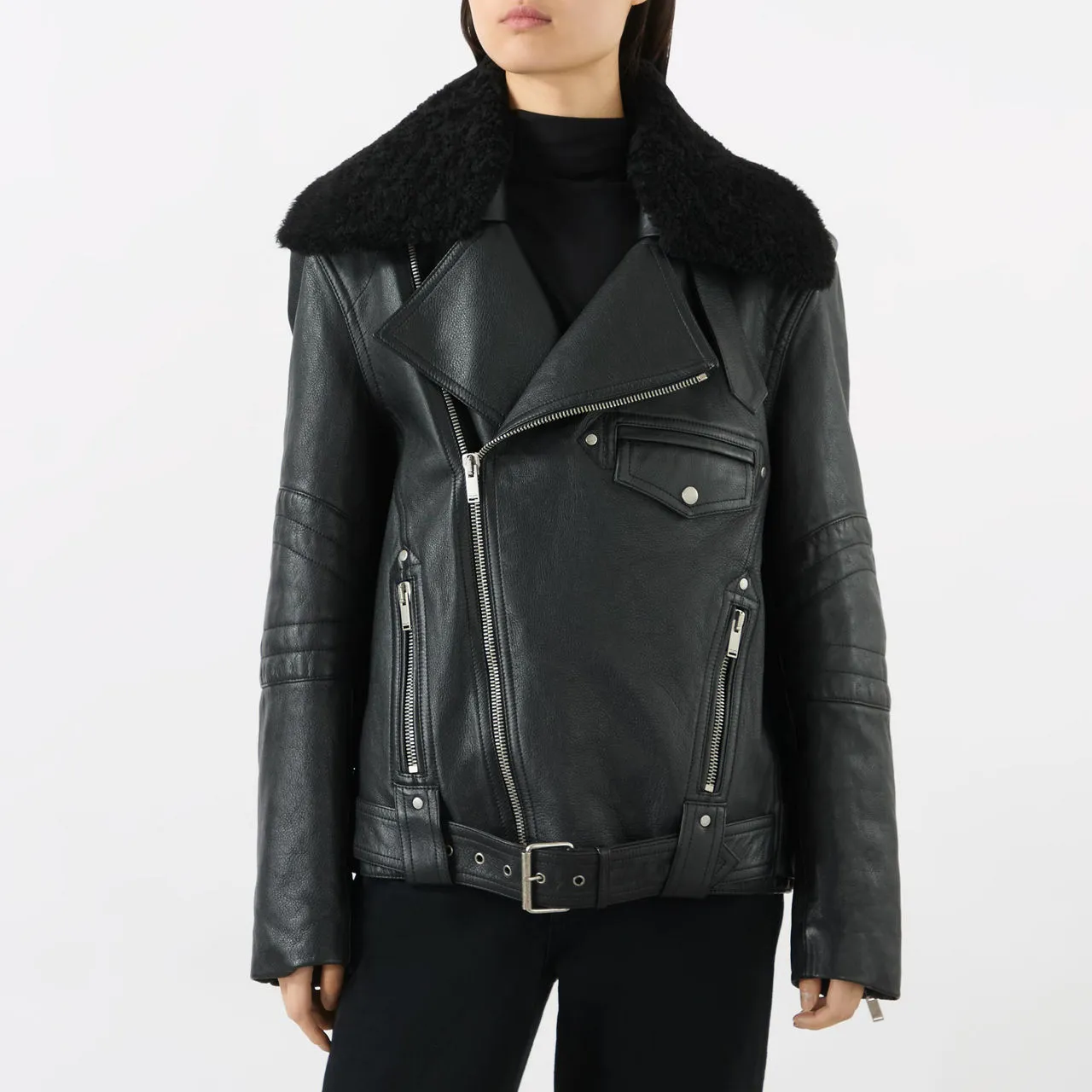 SAINT LAURENT Noir Biker Leather Jacket