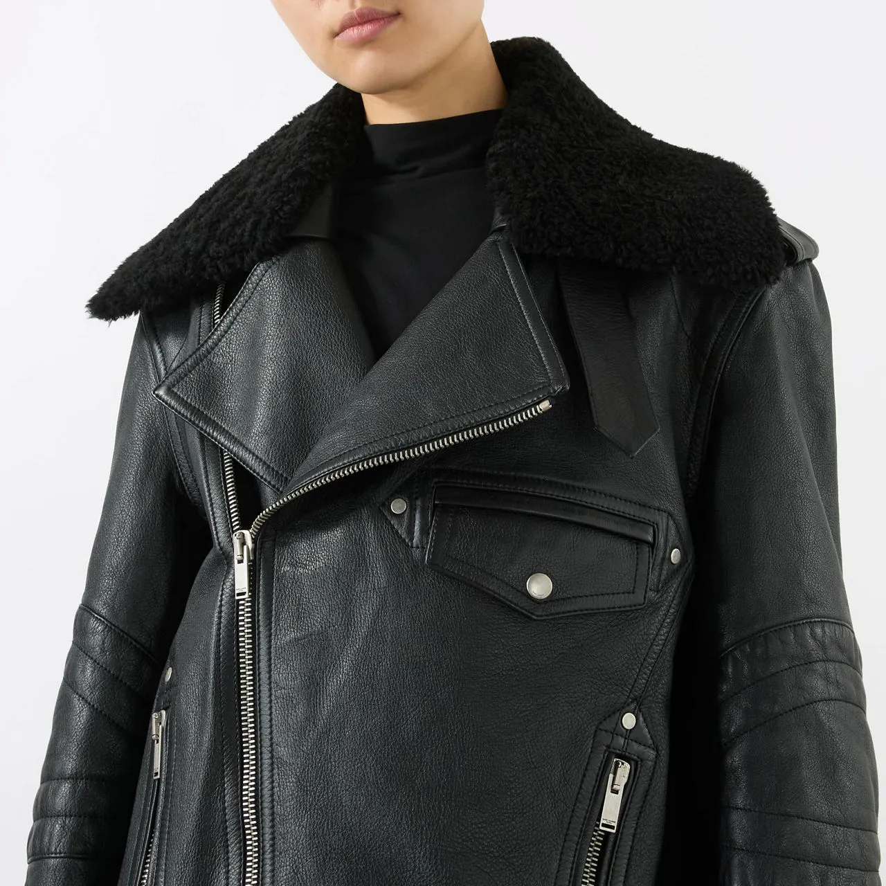 SAINT LAURENT Noir Biker Leather Jacket