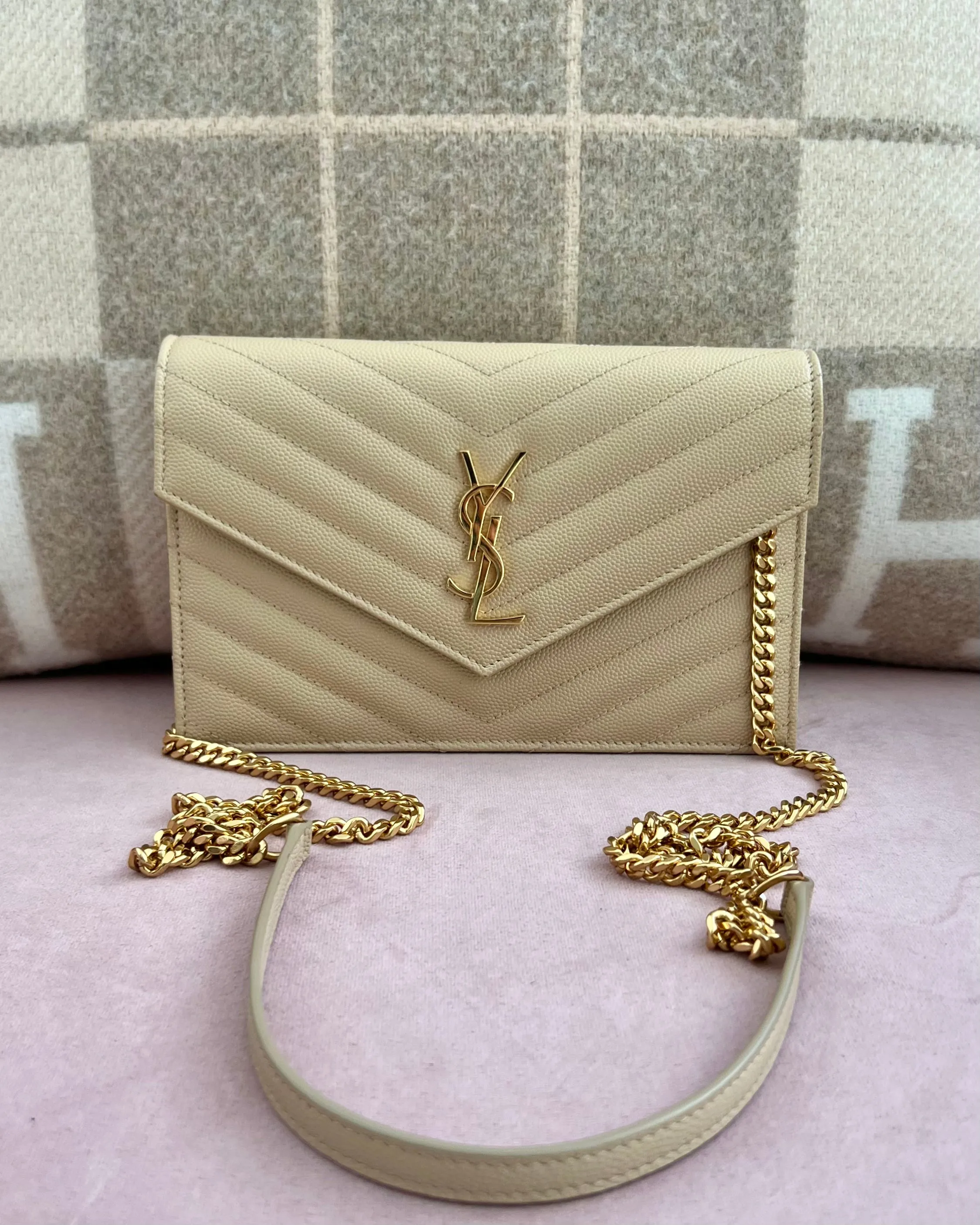 Saint Laurent Cassandre Envelope Wallet on Chain Bag