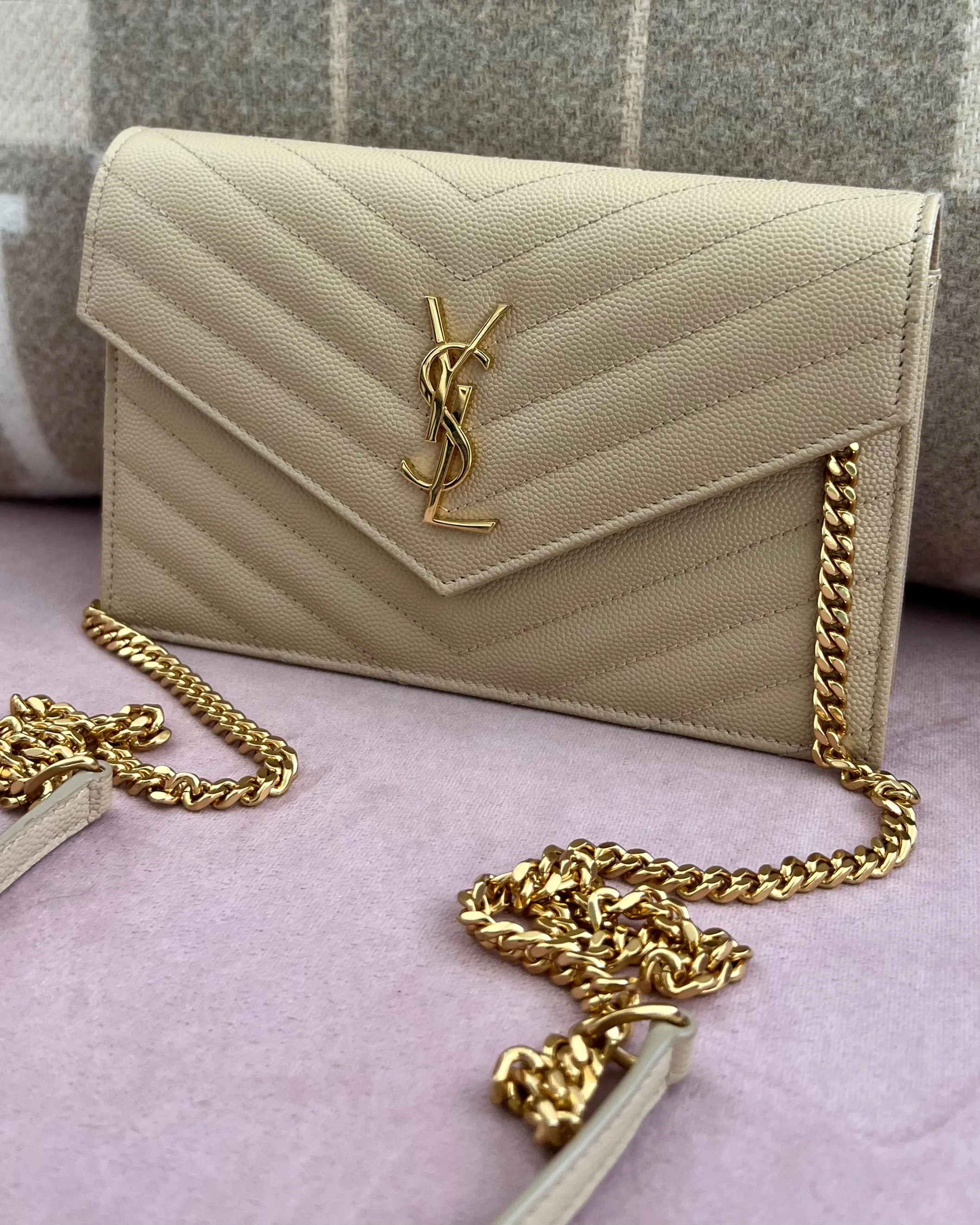 Saint Laurent Cassandre Envelope Wallet on Chain Bag