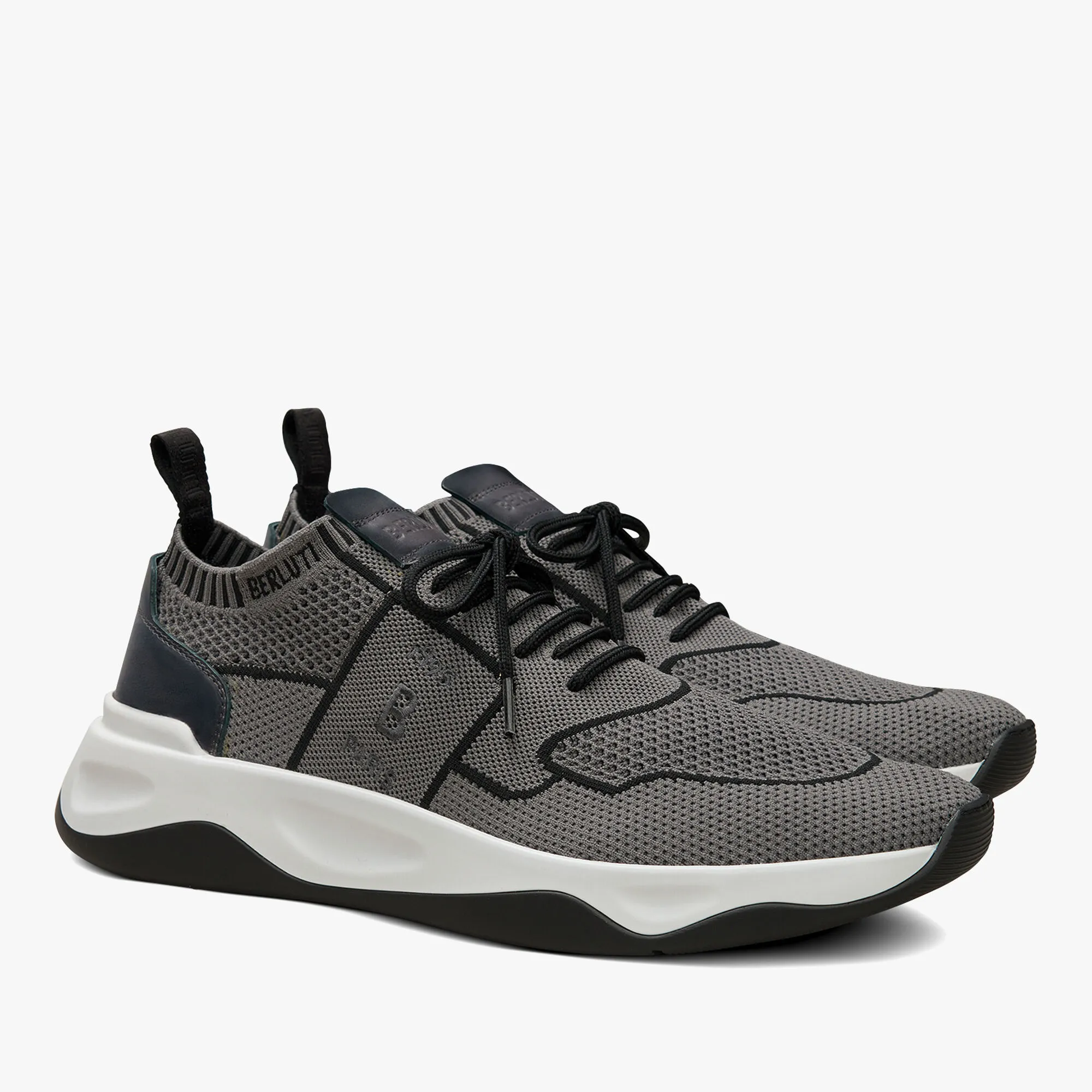 Shadow Knit And Leather Athletic Shoes