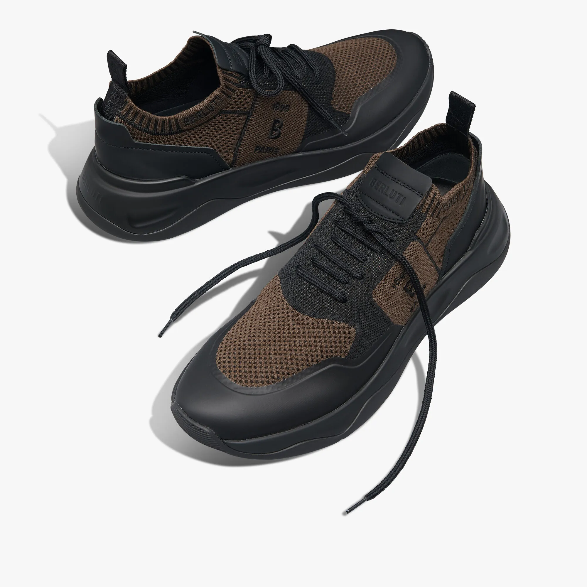 Shadow Rubber Coated Knit Calf Leather Sneaker