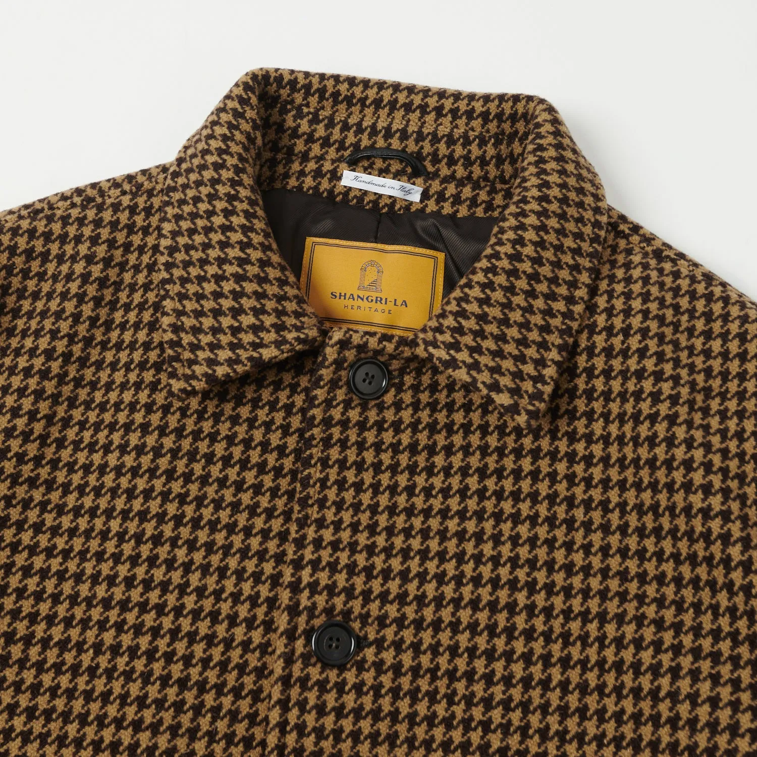 Shangri-La Heritage Enzo Wool Car Coat in Gold Pied De Poule.