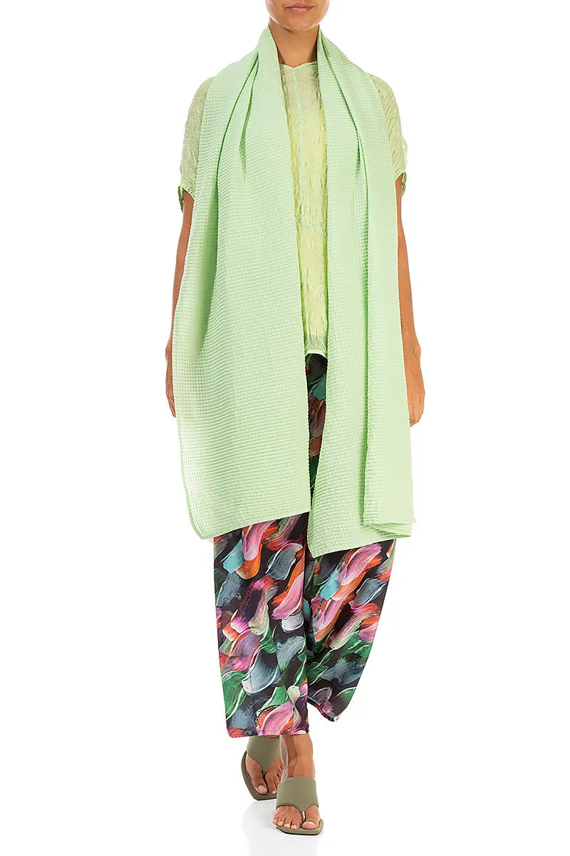 Silk Cotton Scarf in Green Sorbet Texture