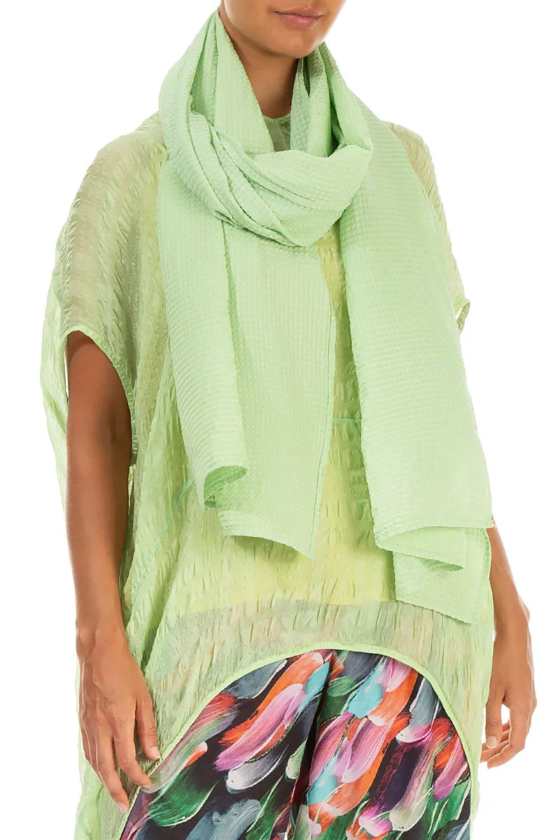 Silk Cotton Scarf in Green Sorbet Texture