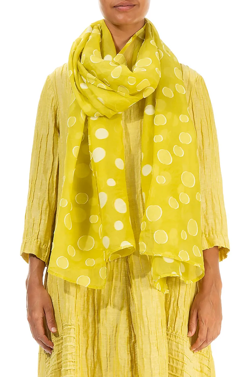 Silk Scarf with Cyber Lime Bubble Print