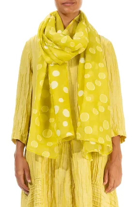 Silk Scarf with Cyber Lime Bubble Print