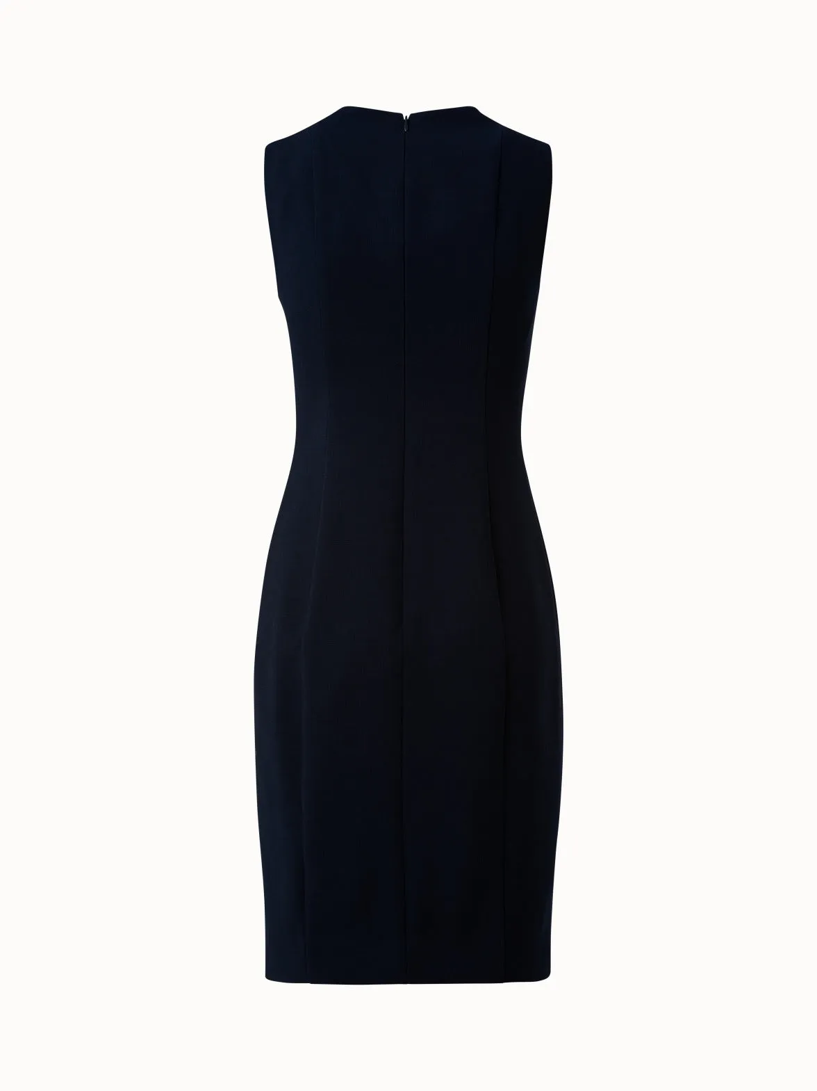 Sleeveless V-Neck Wool Sheath Dress