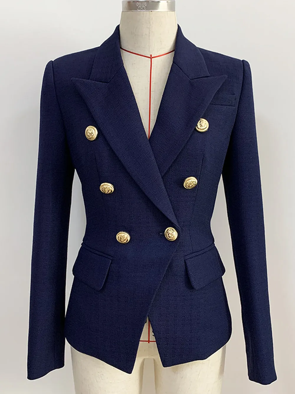 Navy Blue Double Breasted Blazer - Slim Fit