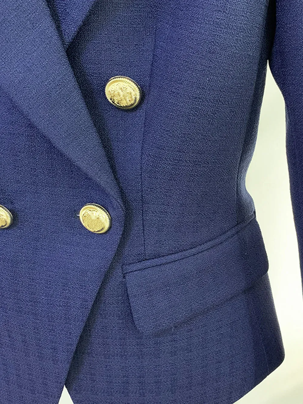 Navy Blue Double Breasted Blazer - Slim Fit