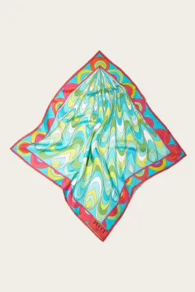 Small silk scarf with Wave print.