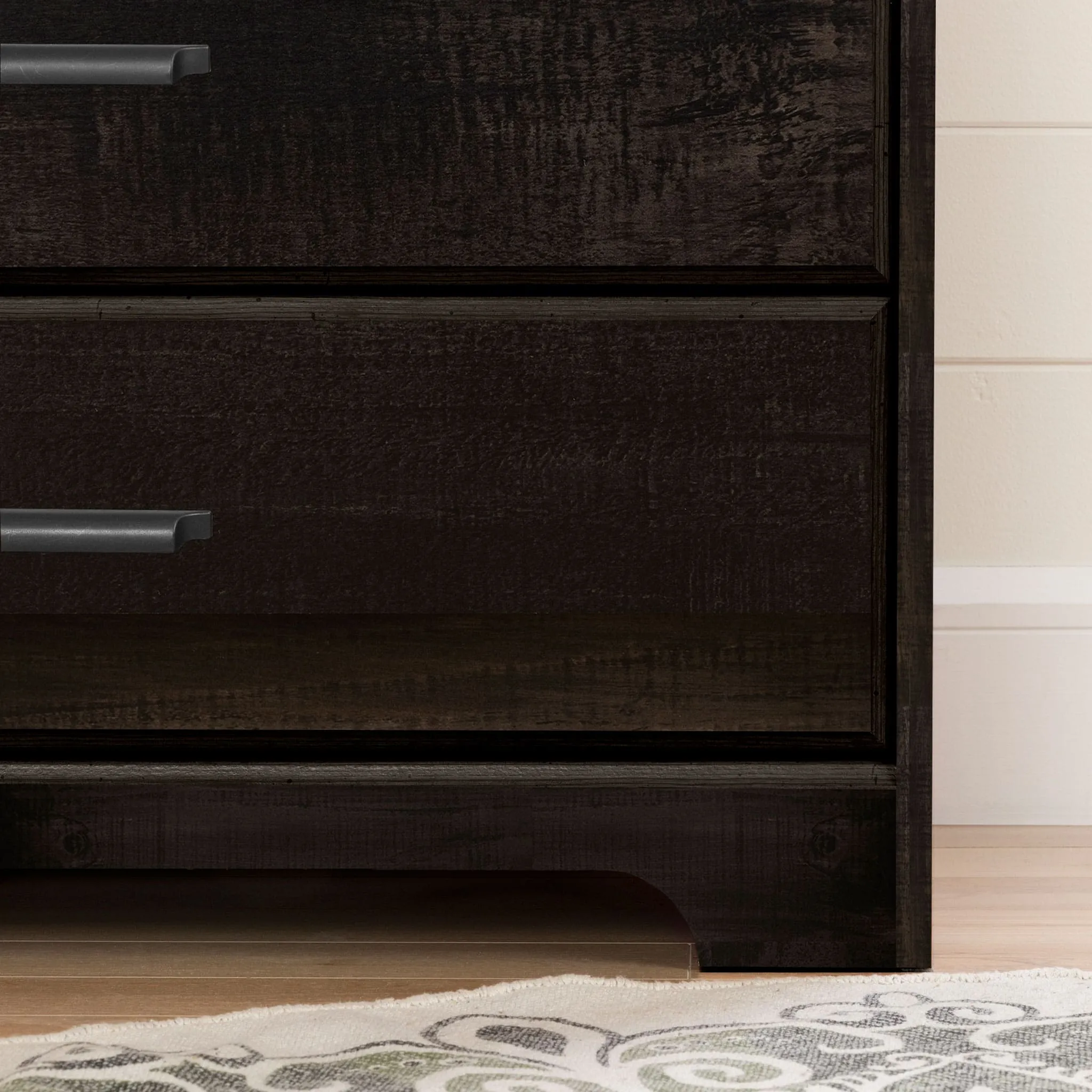 South Shore Furnitures 2-Drawer Nightstand - Versa Rubbed Black  - Clement