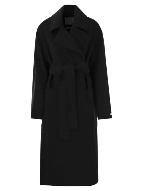 SportMax Long Coat with Belt and Long Sleeves