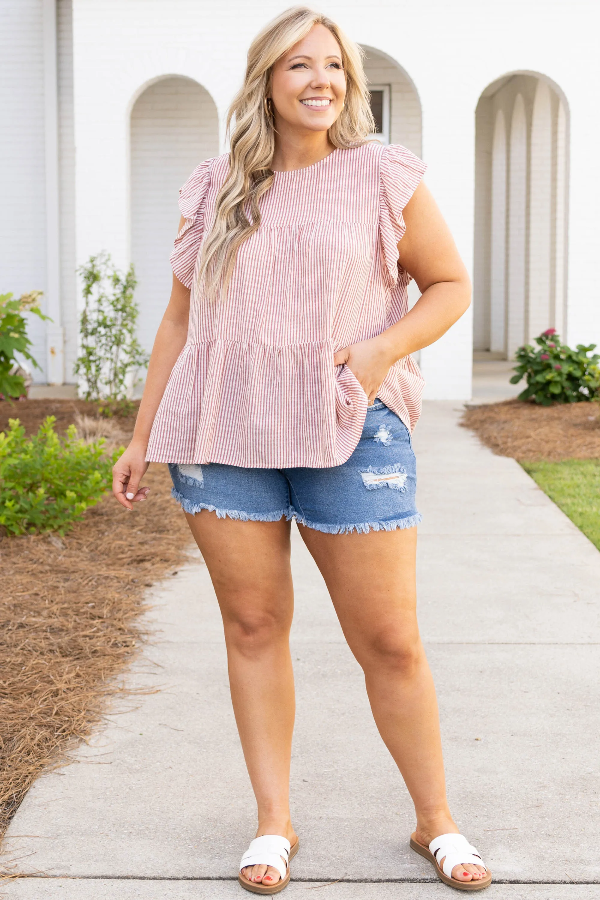 Trendy Medium Wash Summer Sparks Shorts