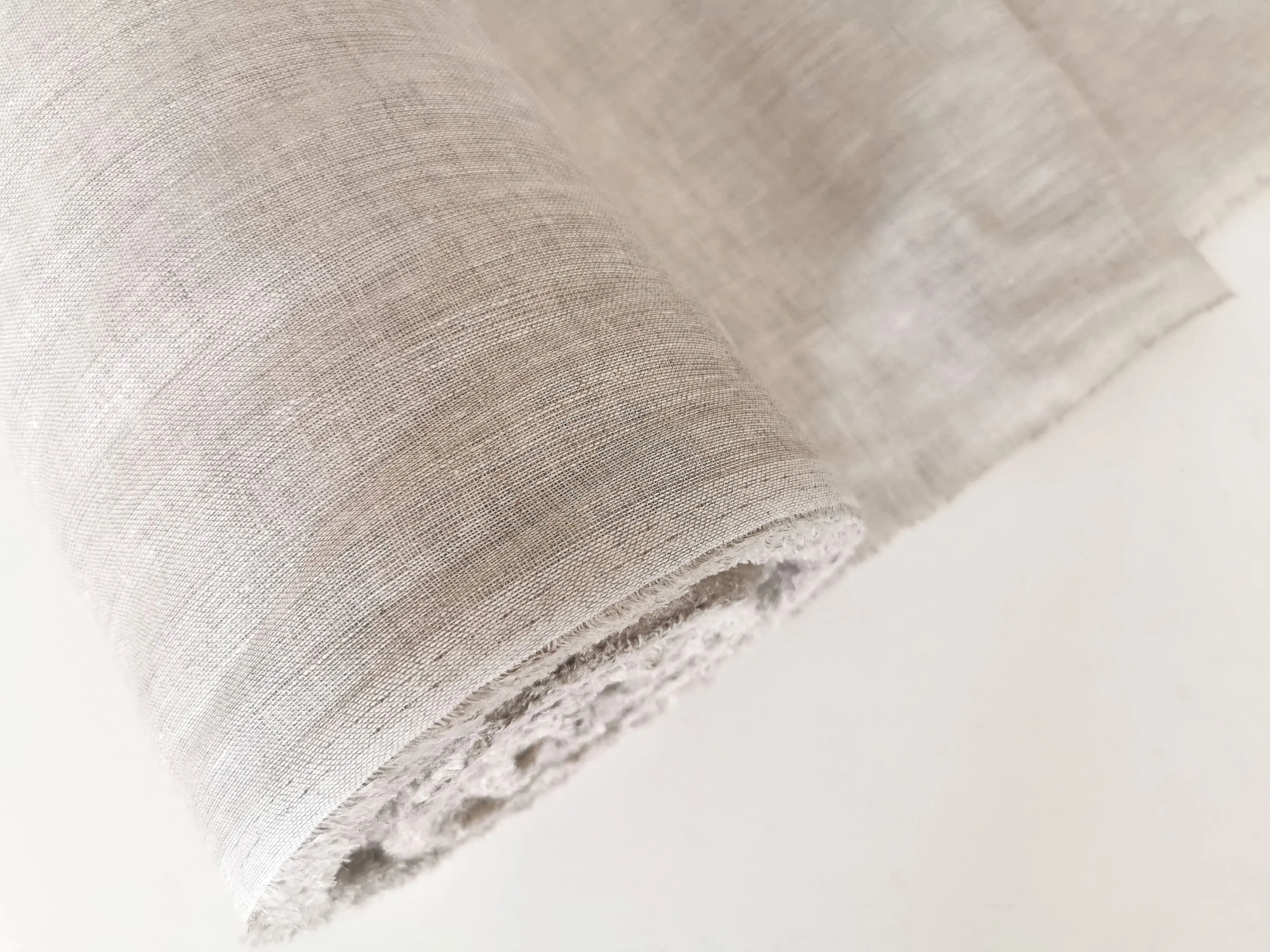 Thin Linen Fabric by the Yard or Meter - Natural Gauze Material for Curtains and Sewing - 95 gsm