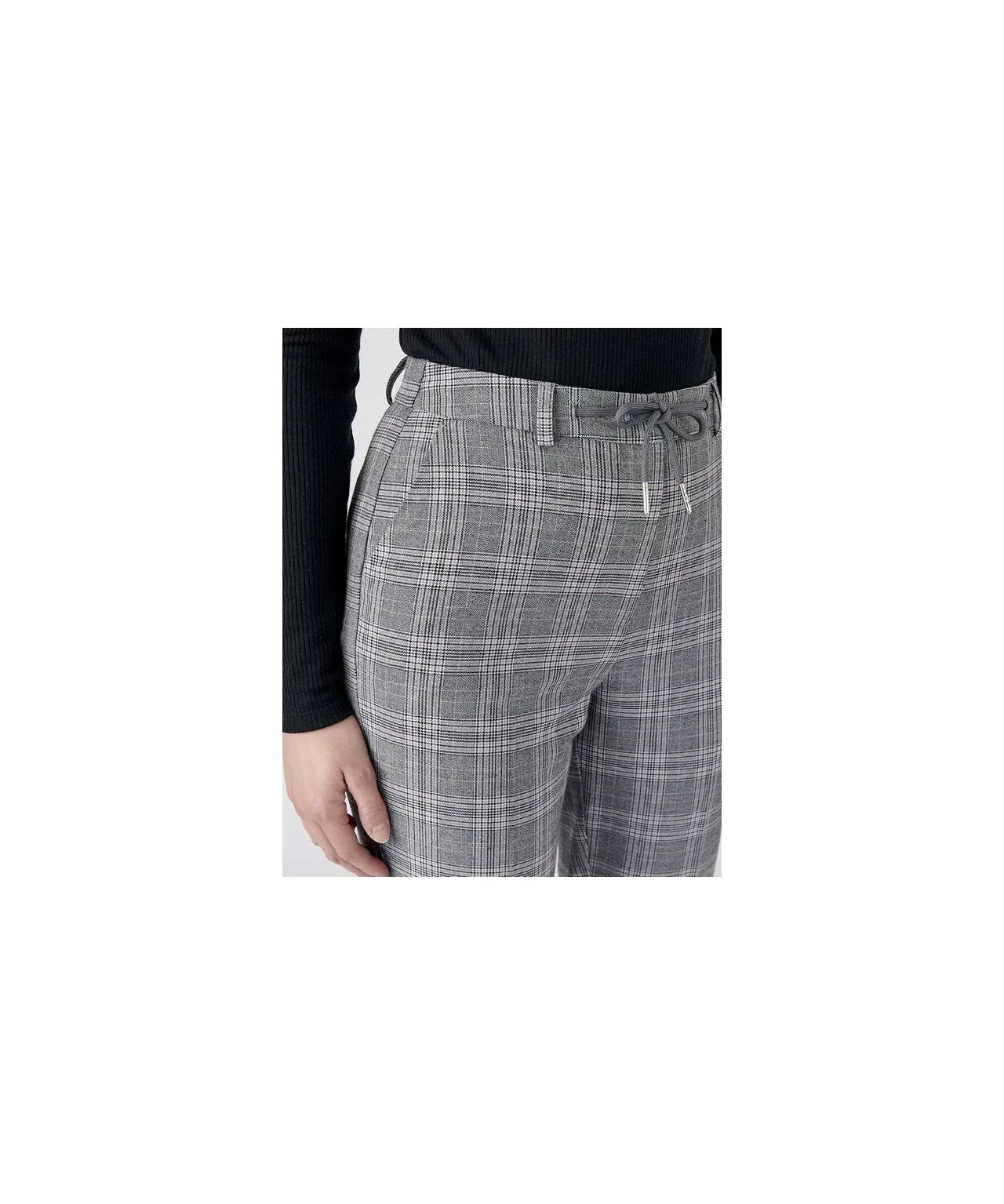 Check Trousers with Tie-waist Detail