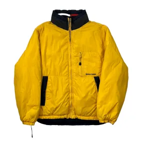 Tommy Hilfiger Reversible Puffer Coat Jacket - Large Yellow Navy Blue Vintage 90s