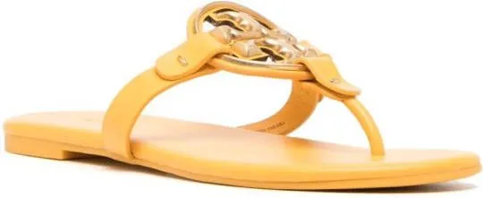 Tory Yellow Burch Miller Logo-Plaque Sandals