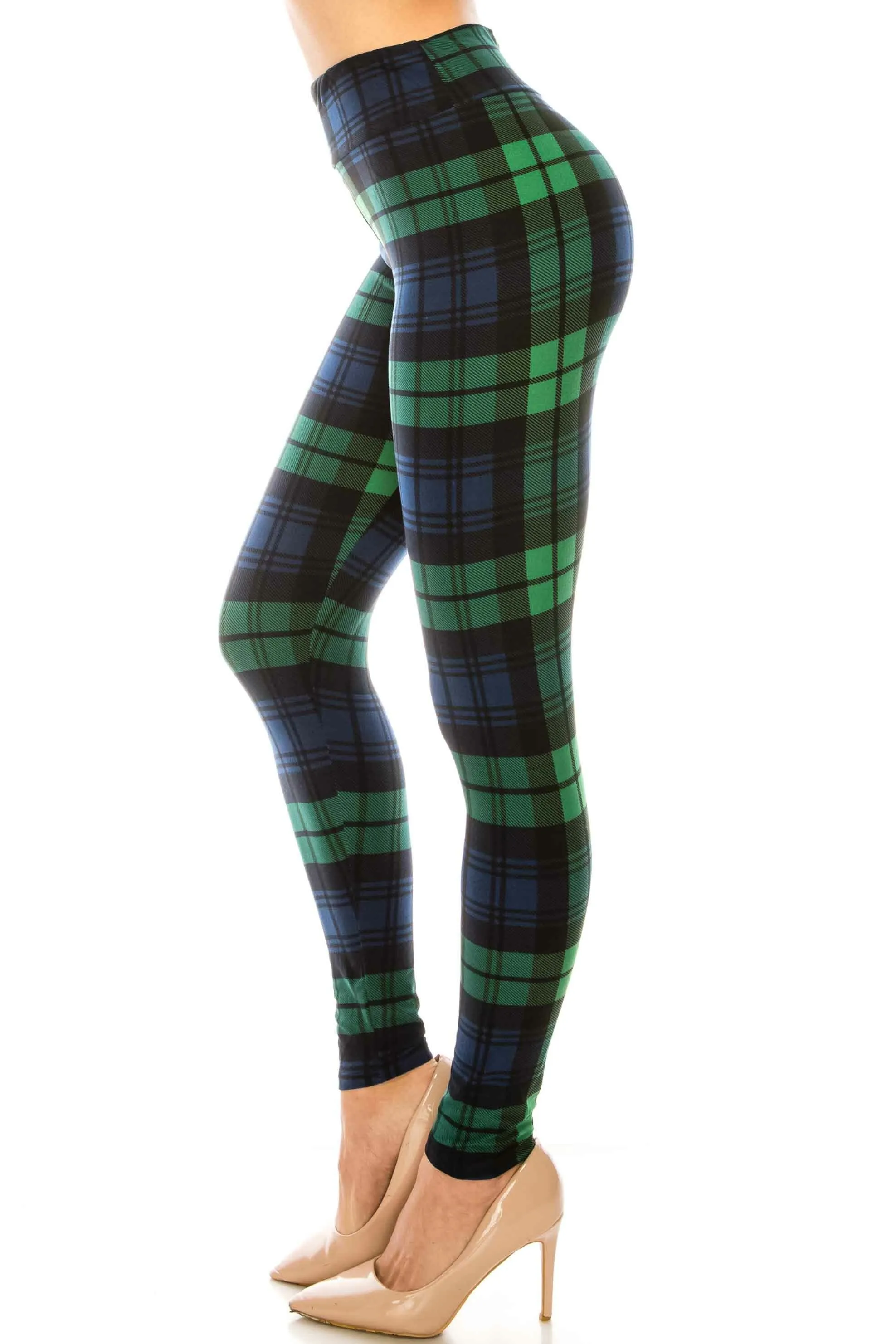 Trendy Plaid High Waisted Leggings