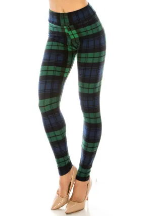 Trendy Plaid High Waisted Leggings