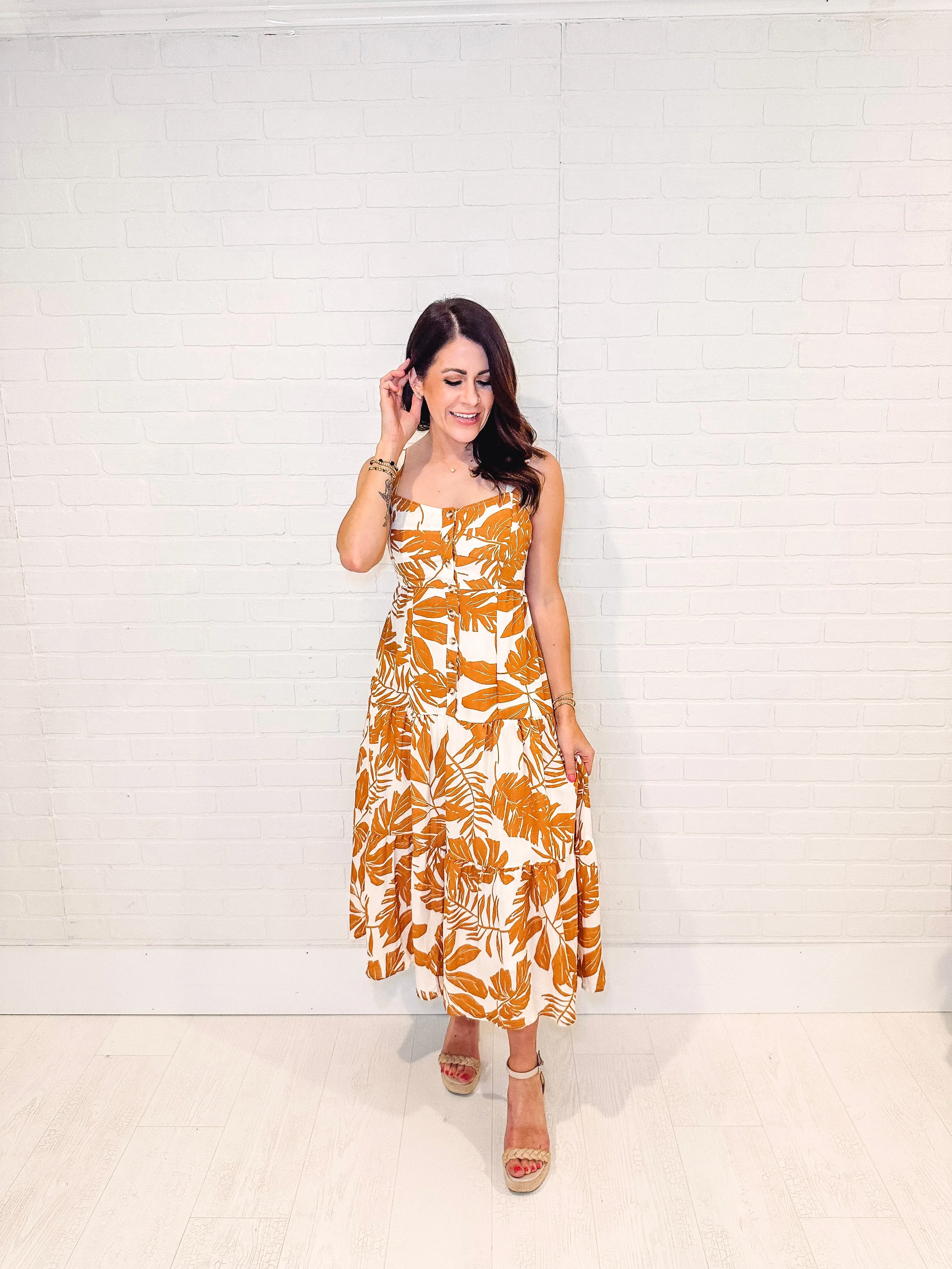 Tropical Print Midi Dress - Maui Time