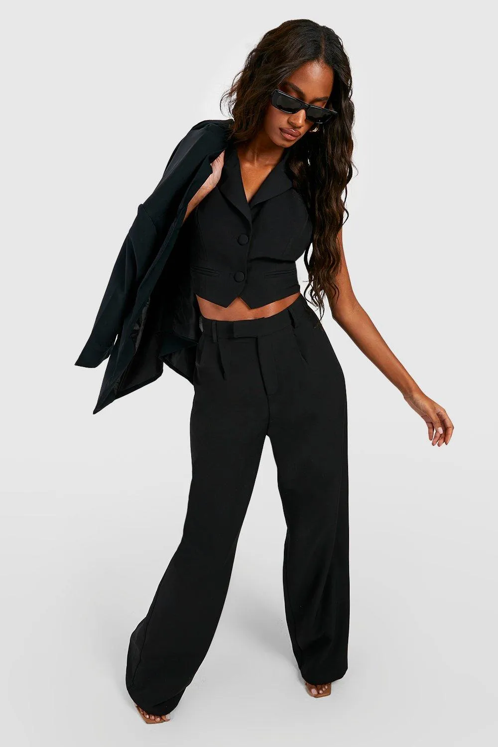 Relaxed Fit Slouchy Wide Leg Trousers by boohoo