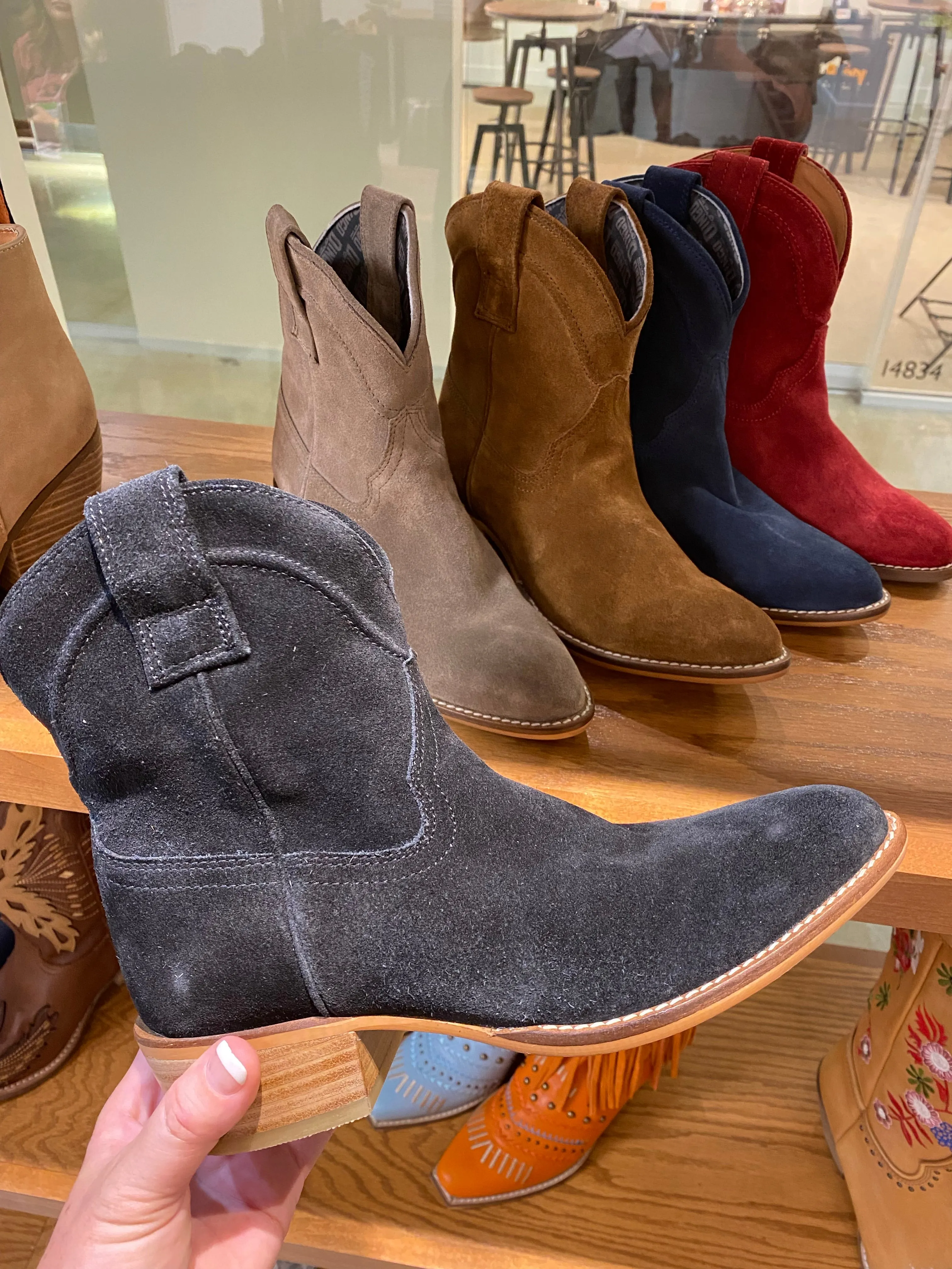 Tumbleweed suede ankle booties.