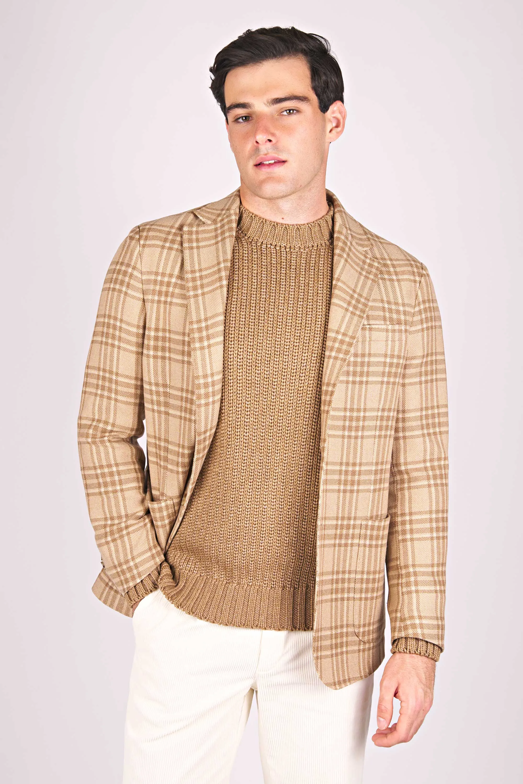 Camel Wool Plaid Jacket