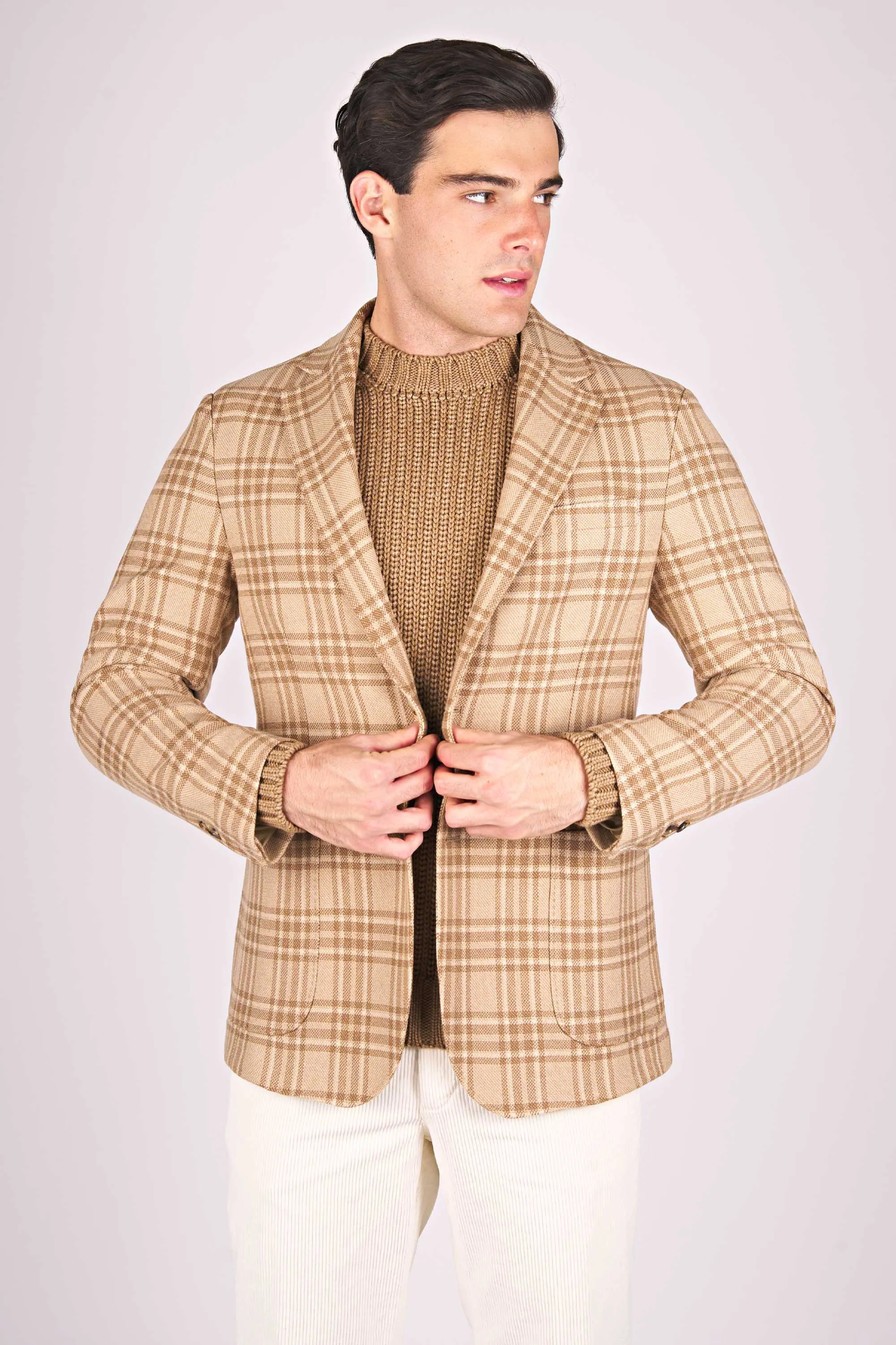 Camel Wool Plaid Jacket