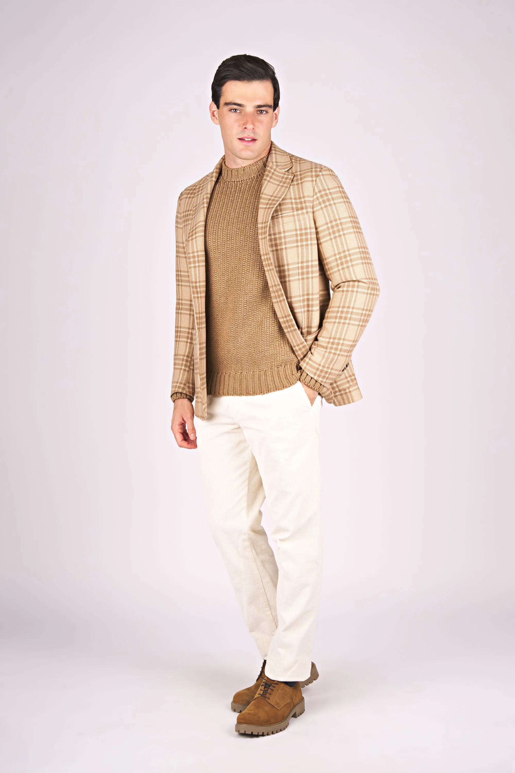 Camel Wool Plaid Jacket